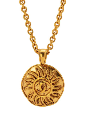 Chanel Freeform Logo Disk Pendant Necklace