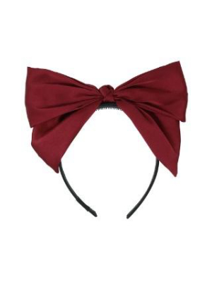 Bandeau Silk Bow Headband - Wine