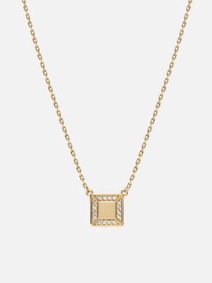 Aria Necklace, 14k Gold Pavé