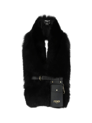 Fendi Strapped Pouch Fur Scarf