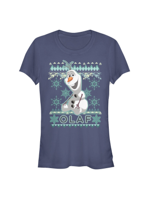 Junior's Frozen Ugly Christmas Olaf T-shirt