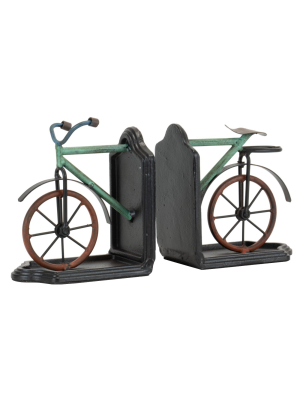 Multicolor Set Of 2 Metal Bicycle Bookends - Foreside Home & Garden