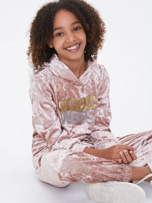 Girls Velvet Hoodie & Joggers Set (kids)