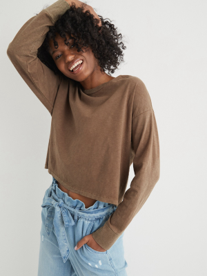 Aerie Boyfriend Long Sleeve Cropped T-shirt