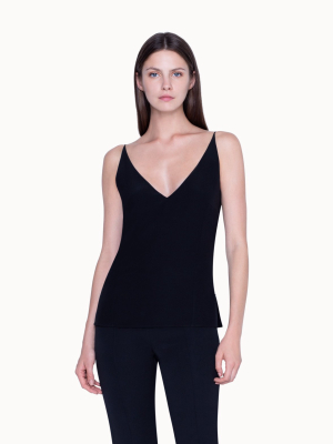 Silk Crêpe Tank Top With Spaghetti Straps