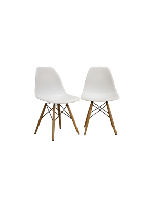 Azzo Plastic Side Dining Chair - White (set Of 2) - Baxton Studio