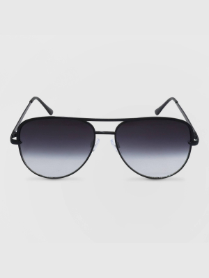 Women's Aviator Metal Silhouette Sunglasses - Wild Fable™ Black