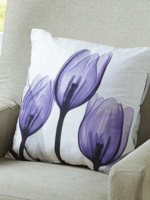 Lakeside Purple Tulip Accent Pillow - Furniture And Bedroom Floral Decor