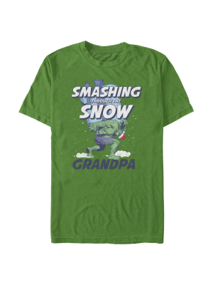 Men's Marvel Hulk Grandpa Smashing Snow T-shirt