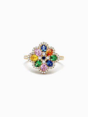 Effy Watercolors 14k Gold Multi Sapphire And Diamond Ring, 1.91 Tcw