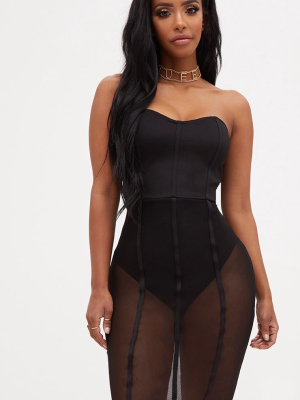 Shape Amaya Black Bandeau Mesh Insert Dress