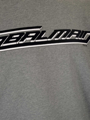 Balmain Flocked Logo Crewneck Sweatshirt