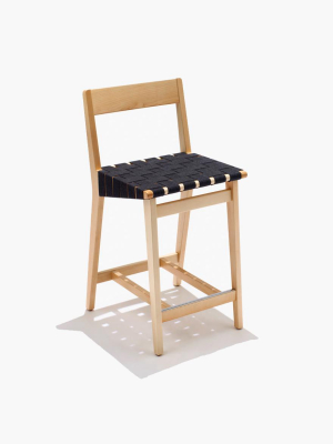 Risom Stool With Webbed Seat And Wood Back