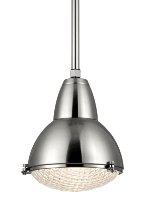 Hudson Valley Lighting Belmont Pendant - Satin Nickel & Clear Ribbed Outside