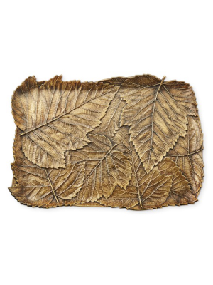 Antique Brass Leaf Serving Platter