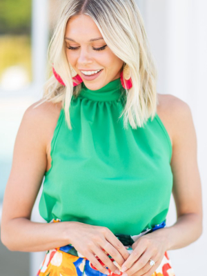 Stay Sweet Kelly Green Halter Tank