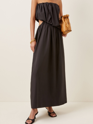 Cutout Cotton Strapless Maxi Dress