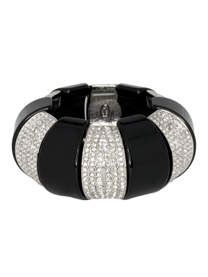 Black & Crystal Bars Dome Bracelet