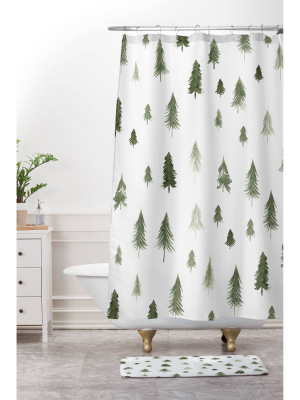 Gabriela Fuente Winter Forest Shower Curtain Green - Deny Designs