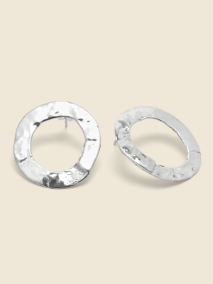 Open Circle Stud Earrings - Sterling Silver