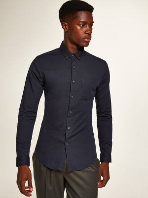 Navy Stretch Skinny Oxford Shirt