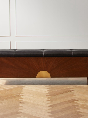Dusk Leather And Wood Storage Bench