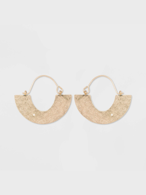 Flat Half Circle Brass And In Worn Gold Hoop Earrings - Universal Thread™ Gold