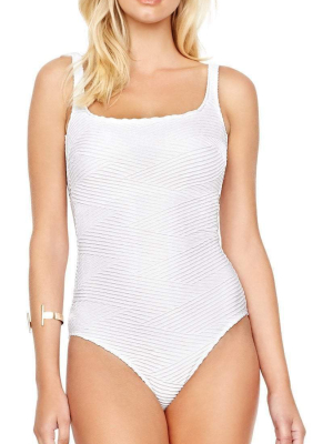 Gottex Essence Square Neck Tank One Piece Swimsuit In White