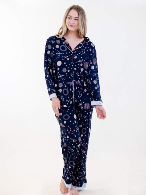 Navy Polygonal Long Pajama Set