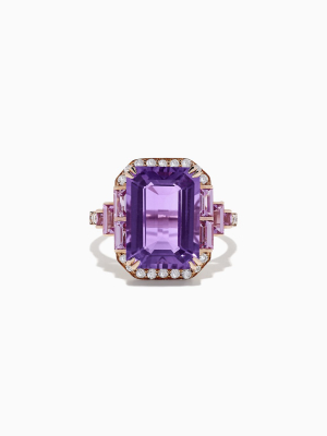 Effy 14k Rose Gold Amethyst, Pink Tourmaline Diamond Ring, 8.02 Tcw