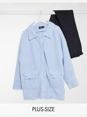 Daisy Street Plus Trucker Jacket With Pocket Detail In Teddy Fleece