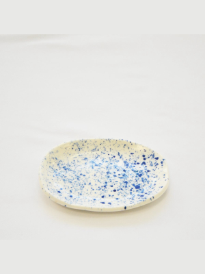 Porcelain Splatter Oval Soap Trinket Dish Putty & Ink