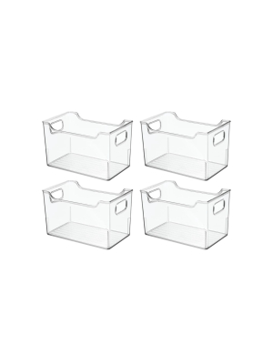 Mdesign Storage Organizer Bin With Handles - For Cube Furniture, 4 Pack - Clear