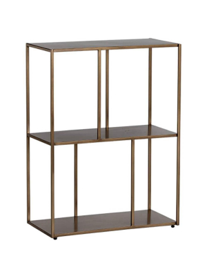 Eiffel Small Low Bookcase, Antique Brass