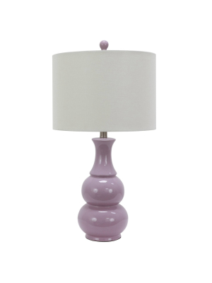 15" X 14" Harper Ceramic Table Lamp Purple (includes Cfl Light Bulb) - Decor Therapy