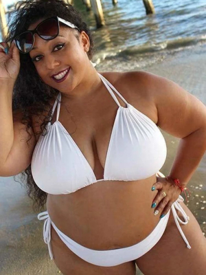 Plus Size Self Tie Sliding Triangle Bikini Swimsuit - Two Piece Set