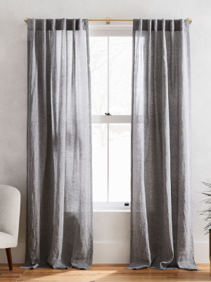 Semi-sheer Belgian Flax Linen Melange Curtain - Slate