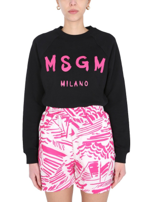 Msgm Logo Print Sweatshirt