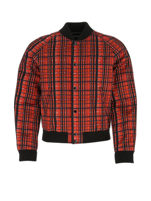 Saint Laurent Plaid Buttoned Bomber Jacket