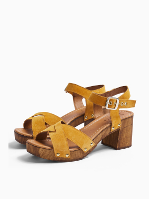 Veronica Mustard Leather Clog Shoes