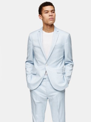 Light Blue Slim Fit Single Breasted Suit Blazer With Notch Lapels