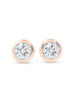 Pompeii3 1/3 Ctw 14k Rose Gold Diamond Bezel Martini Stud Earrings