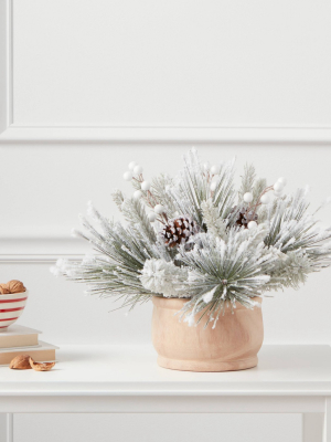 Artificial Flocked Pine Berry/cone Plant Arrangement Repeat Style - Threshold™