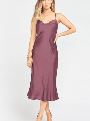 Verona Cowl Dress ~ Dusty Plum Luxe Satin