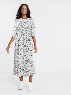 Nobody's Child Tiered Maxi Smock Dress In Scattered Spot