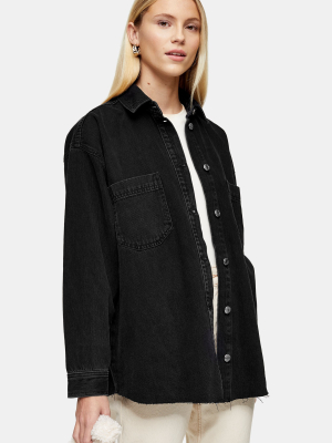 Washed Black Denim Shacket