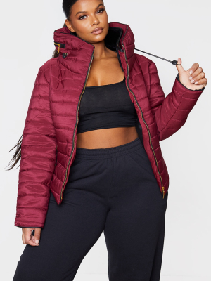 Plus Mara Burgundy Puffer Jacket