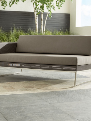 Dune Taupe Left Arm Loveseat With Sunbrella ® Cushions