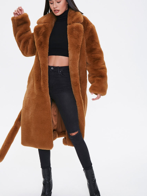 Faux Fur Longline Coat