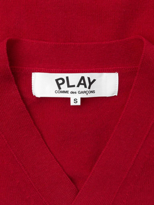 Comme Des Garcons Play Knit Cardigan Red Heart - Red